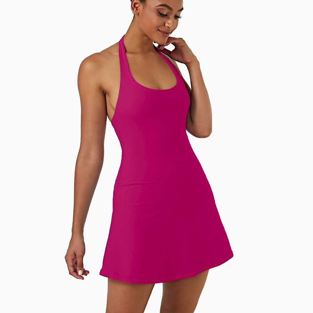 🩷NWT Halara Softlyzero Plush Halter Backless Dress